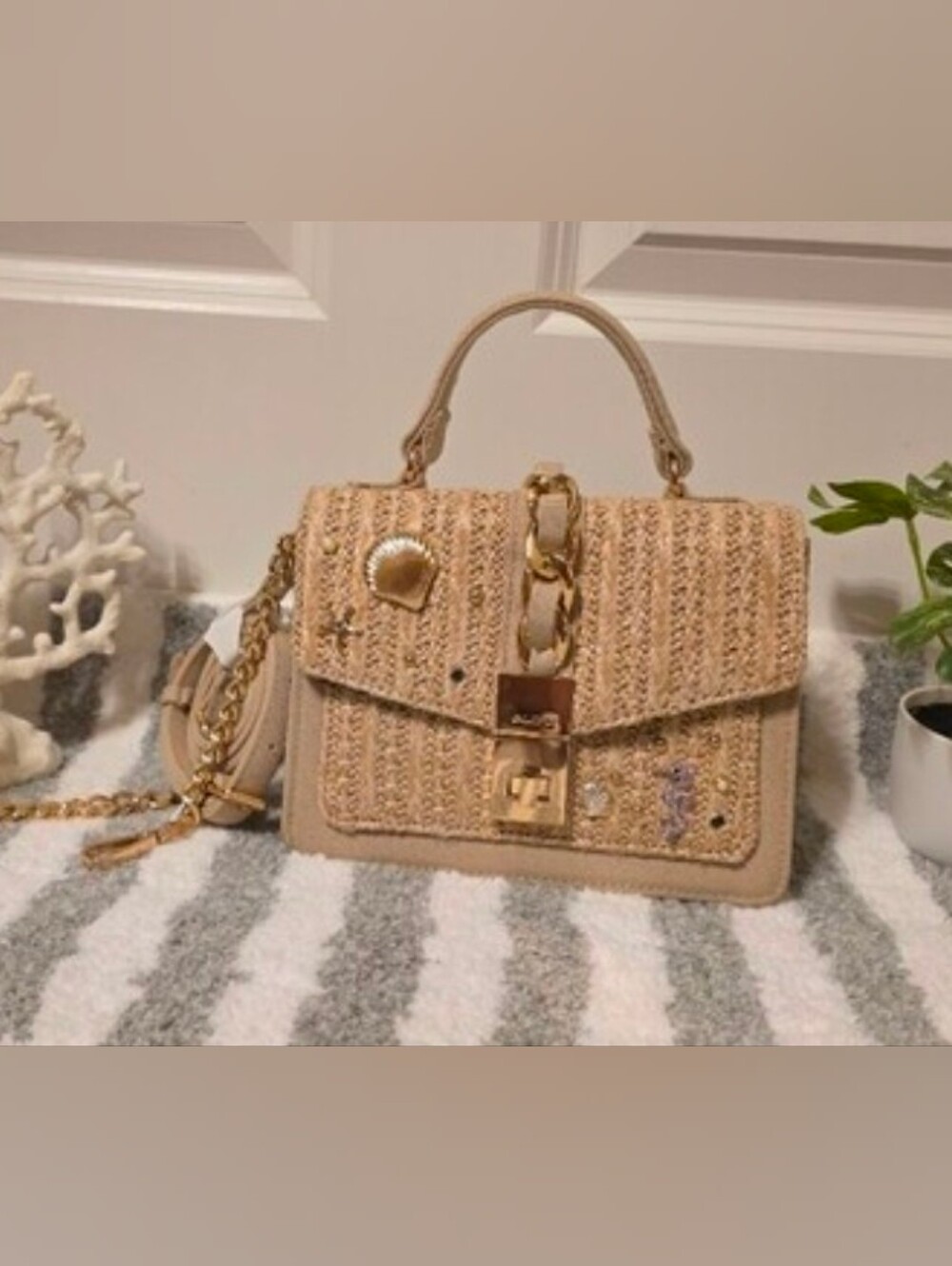 ALDO NWOT Paradisaax Straw Woven Top-Handle Crossbody Bag MSRP$80